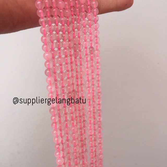 batu kuarsa rose quartz 4mm kristal healing natural crystal pink craft alat yoga therapy kesehatan