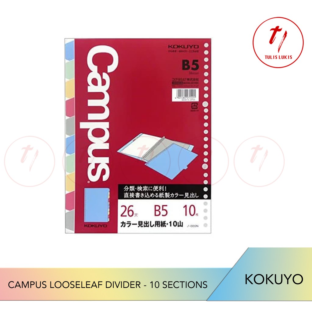 

KOKUYO CAMPUS LOOSE LEAF DIVIDER B5 - N-889 B5 - 10 WARNA