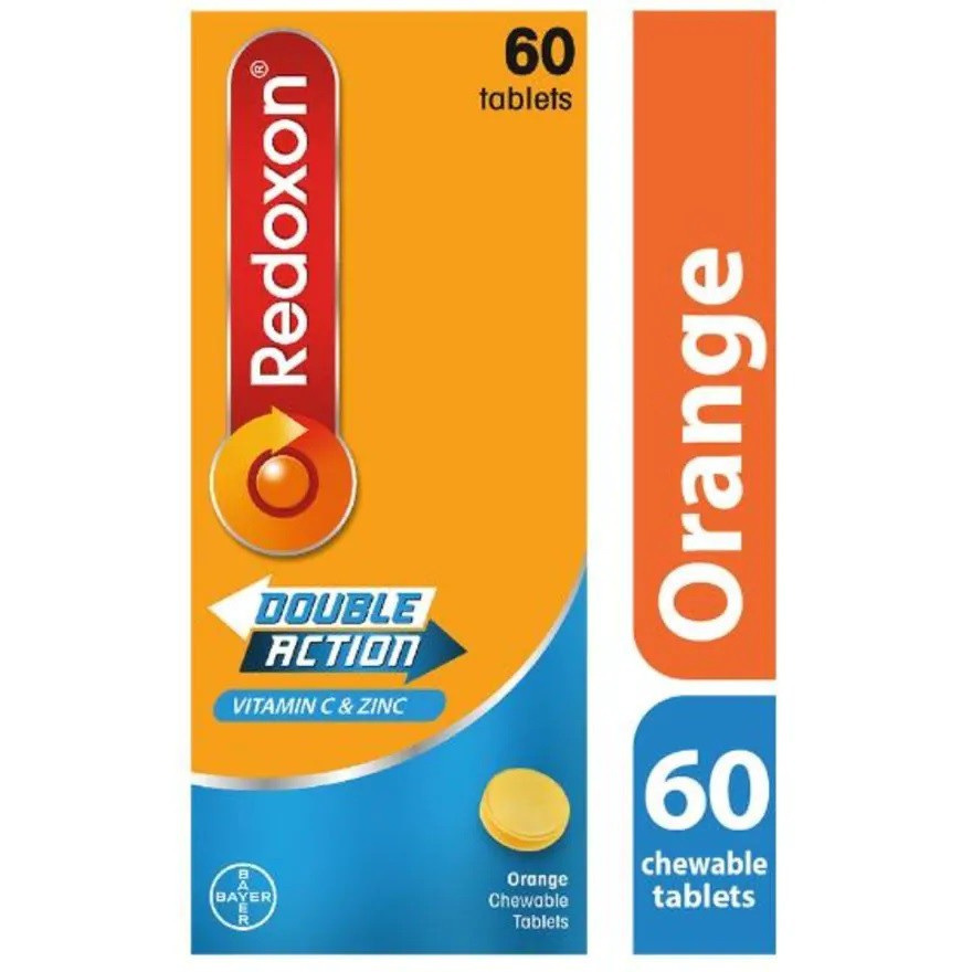 Jual Redoxon Double Action Vitamin C + Zinc 60 Chewable Tablets Orange Indonesia