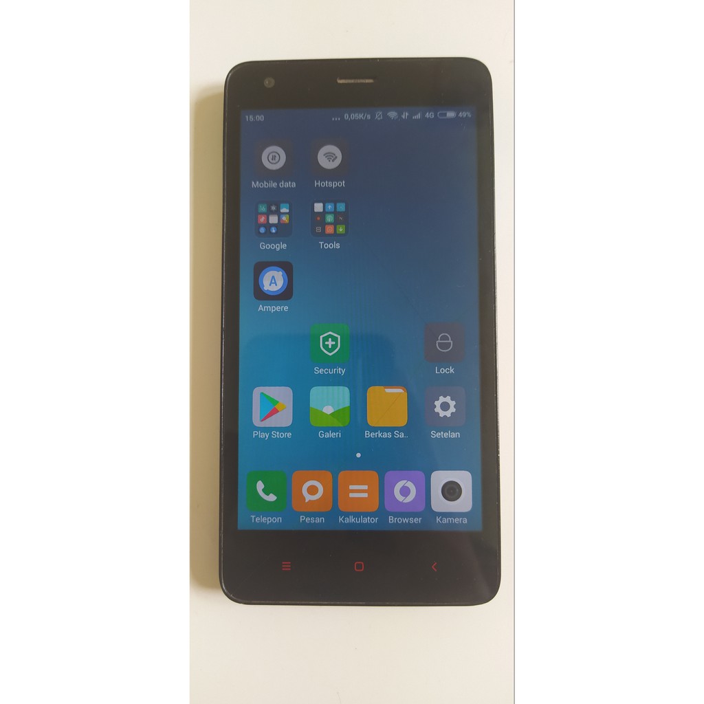HP Xiaomi Redmi 2 RAM 1GB ROM 8GB SEMUA FUNGSI NORMAL cuma retak layar