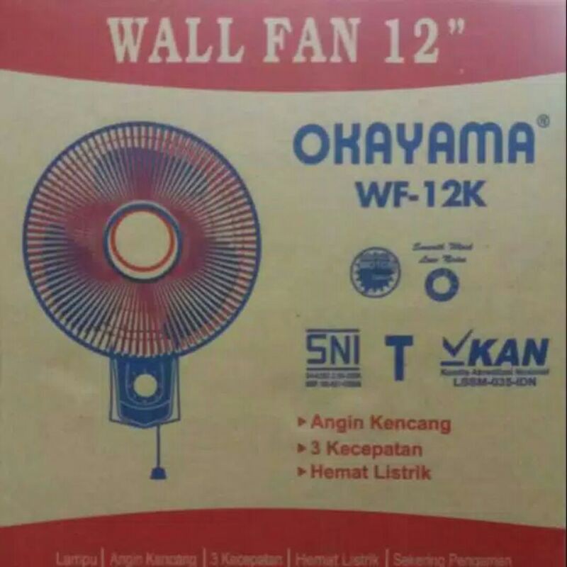 Kipas Angin Dinding 12 inch Okayama/Wallfan 12 inch Okayama