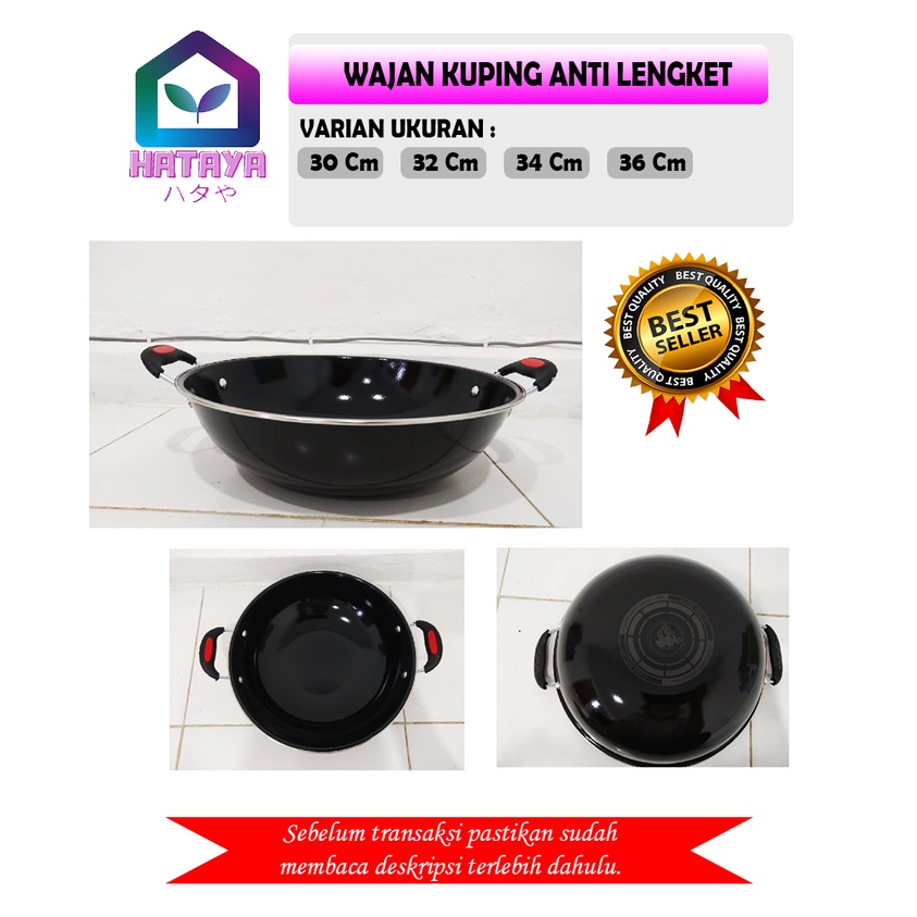 HATAYASHOP - KUALI HITAM KUPING 30 32 34 36 / KUALI HITAM ANTI LENGKET/KUALI HITAM KULIT JERUK/