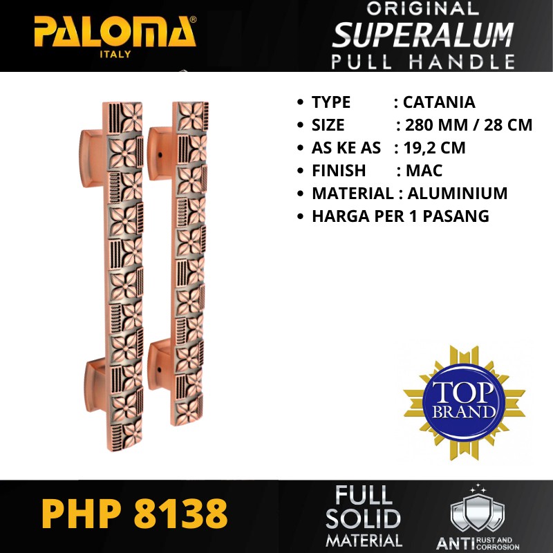 PALOMA PHP 8138 TARIKAN GAGANG PINTU PULL HANDLE SUPERALUM CATANIA 280 MM MAC PANJANG 28 CM