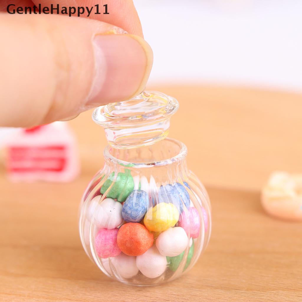 Gentlehappy Mainan Miniatur Toples Permen Bulat Bahan Kaca Untuk Aksesoris Rumah Boneka 1: 12