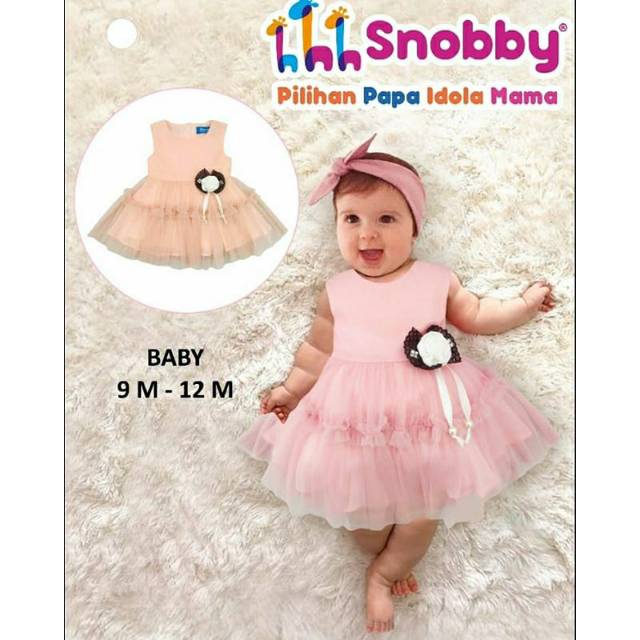 ♥BabyYank♥ DRESS SNOBBY KTBB053 - NEWBORN BABY DRESS - GAUN ANAK AQIQAH