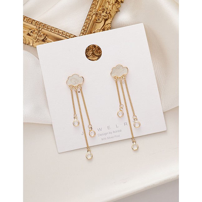 Fashion Gold Color Cloud Tassel Long Alloy Earrings P09500