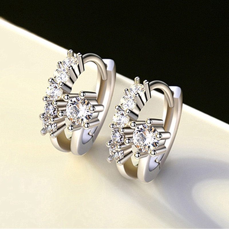 Anting Tusuk Sterling Silver 925 Dengan Batu Zircon Inlaid Untuk Wanita