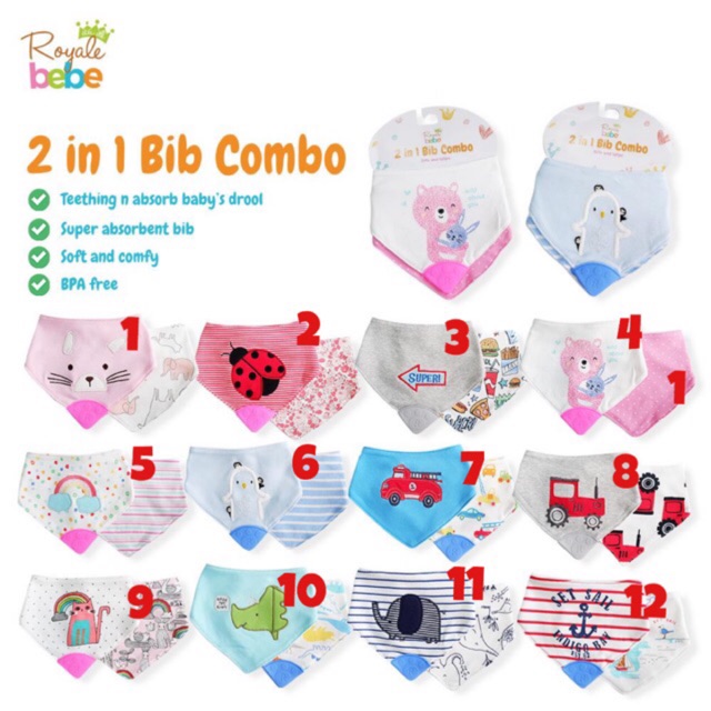 Royale Bebe COMBO Bib Teether 2in1 / Slaber Tatakan Iler Anak Dan Gigitan Gigi Anak