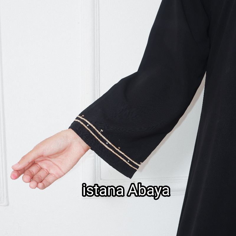 Abaya Bordir Piramid mewah dg bahan jet black ori Saudi halus dan jatuh