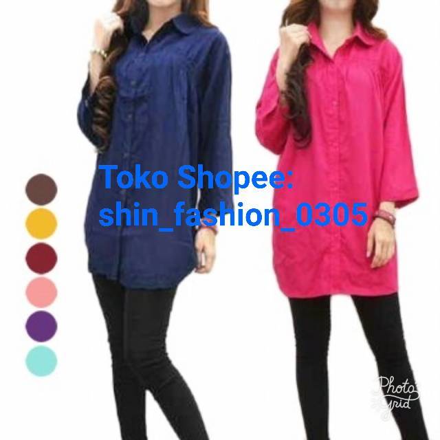 Kemeja Jumbo Polos Wanita Bigsize XXL Kemeja polos Kemeja Jumbo Polos Wanita Bigsize XXL Kemeja polos