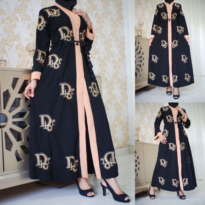 elegan exclusive mewah abaya gamis pesta ysl dior madina turkey long cardi hitam dress dinas all siz