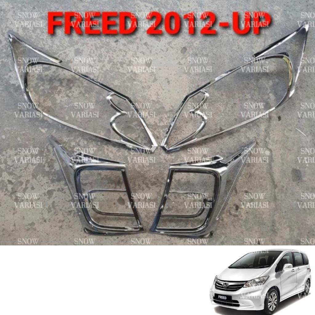 Paket Garnish Lampu Depan Belakang Honda New Freed Chrome