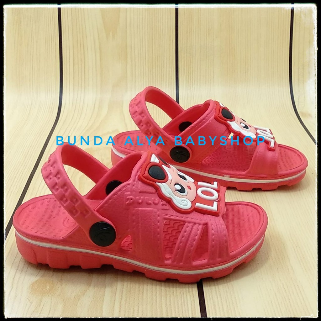 Sendal Bayi Perempuan Usia 6 Bulanan Karet Anti Licin - Sandal Anak Cewek Karet MERAH Size 19 -22 Anti Licin