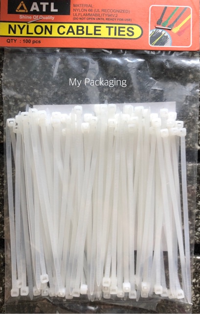 Pengikat Kantong Plastik Makanan / KABEL TIS / NYLON Cable Ties isi 100