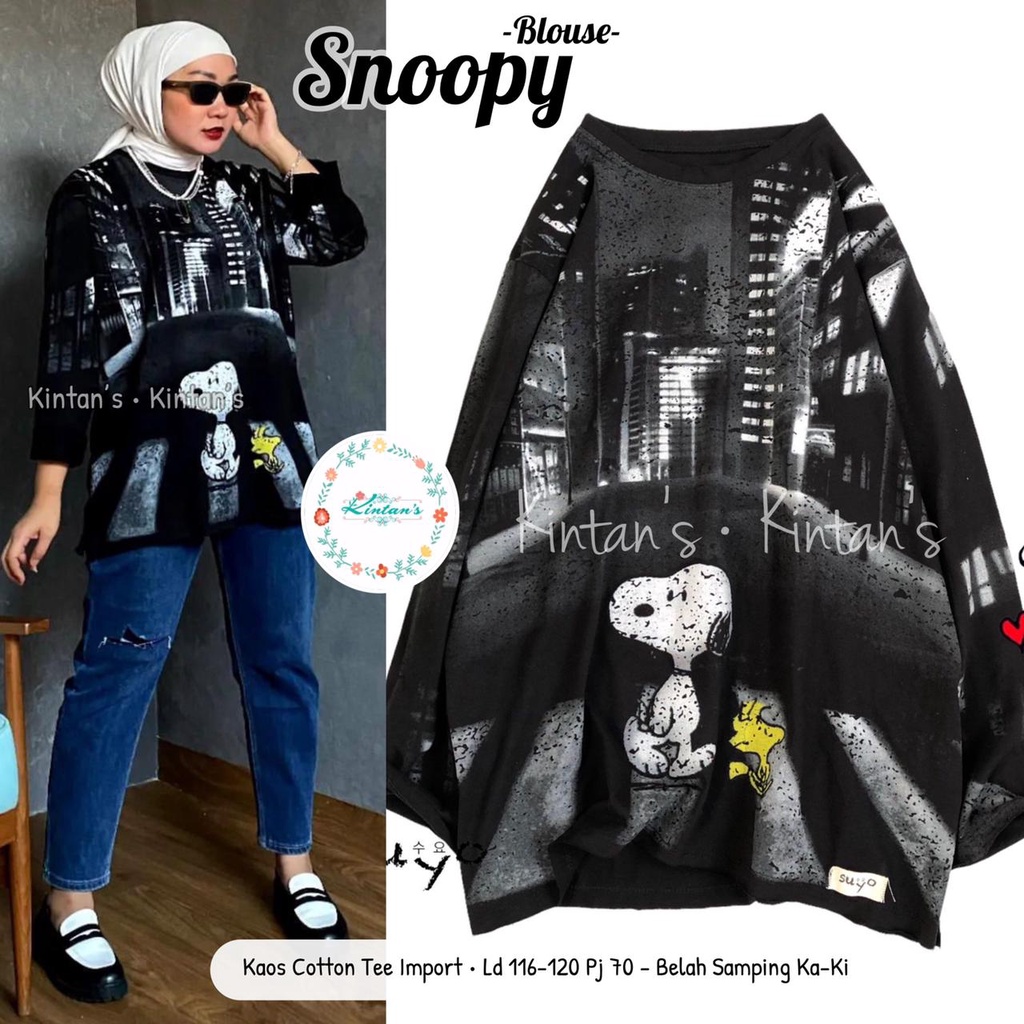 [FREE GIFT]NEW BLOUSE WANITA SNOOPY BLOUSE BY KINTAN'S