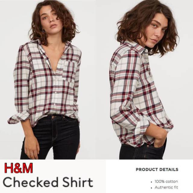 h&m checked shirt kemeja red plaid
