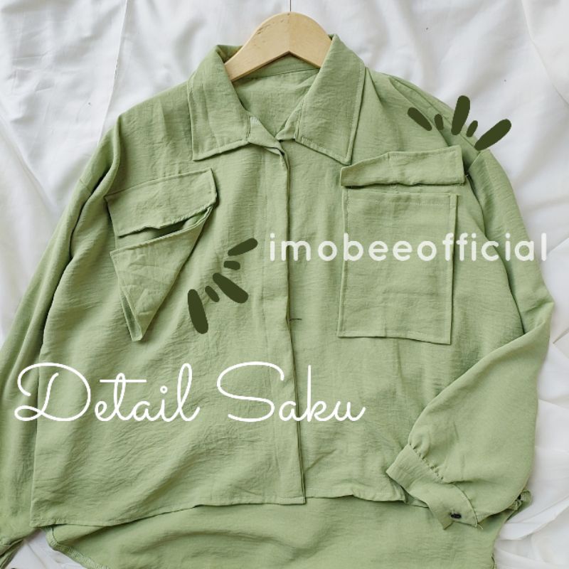 KEMEJA WENDY OVERSIZE CRINKLE SAKU JUMBO // BLOUSE KEMEJA KULIAH