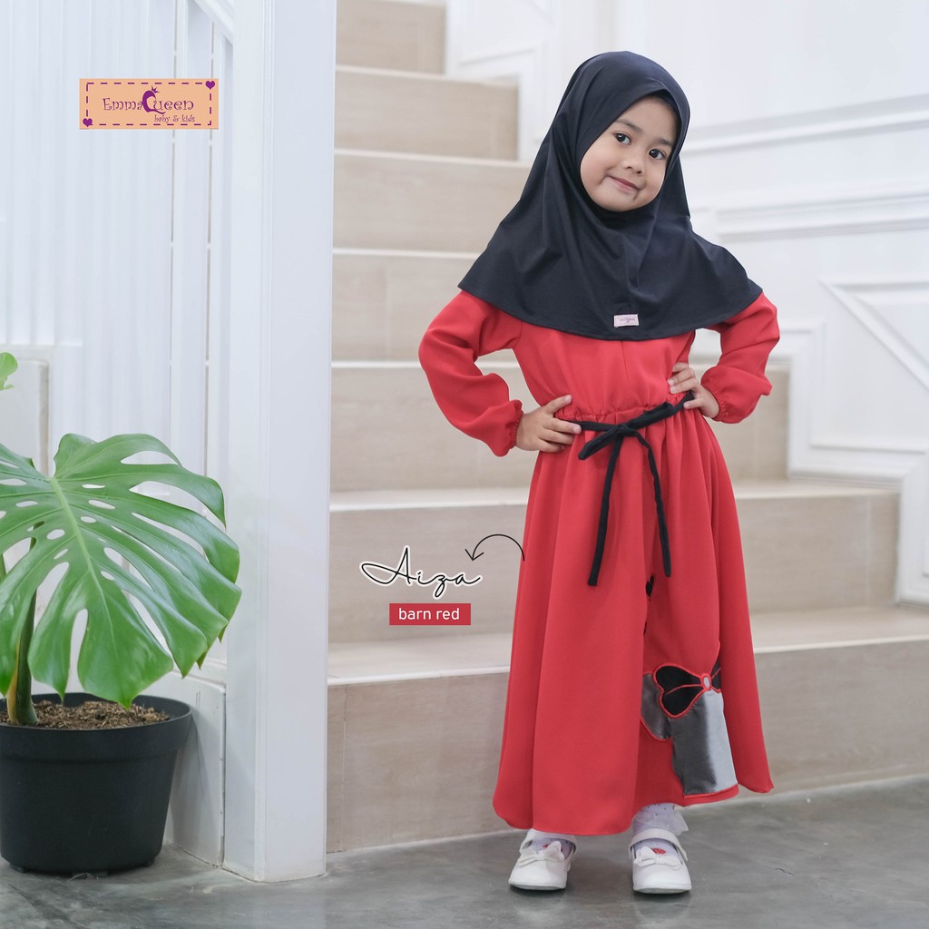EmmaQueen - Dress Muslim Anak Aiza-Barn red