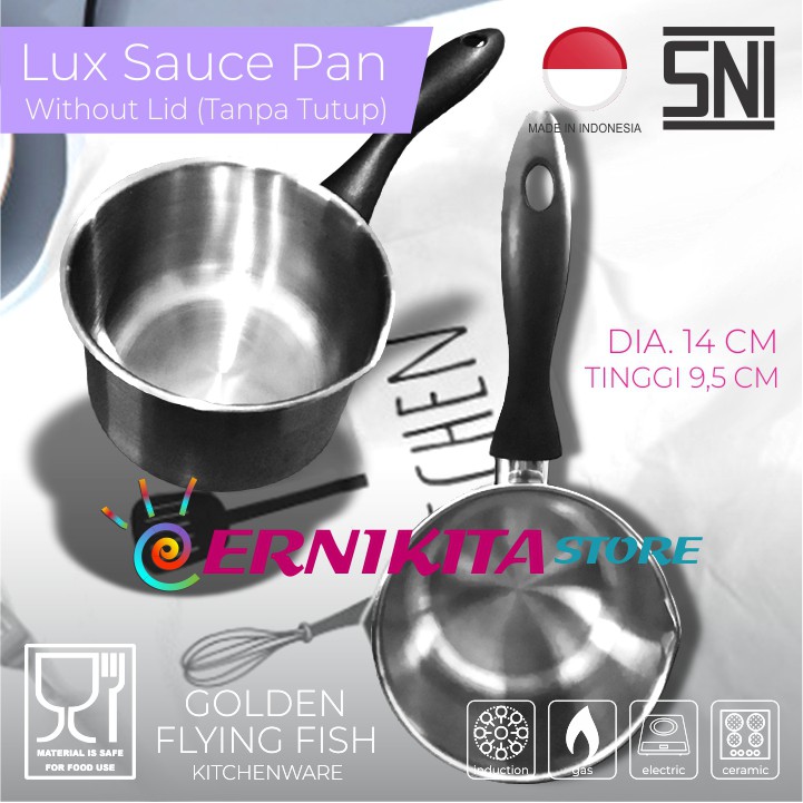 SAUCE PAN STAINLESS HAIRLINE 14CM SPC0414 - Panci Masak Tanpa Tutup Food Grade Material