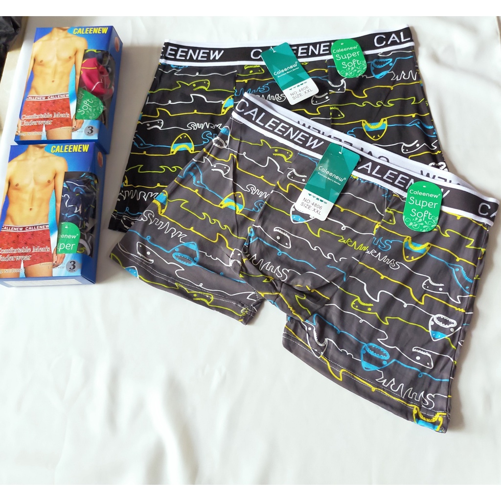 CELANA DALAM BOXER CALEENEW PRIA MOTIF FREE BOX PRINT UNDERWEAR SEMPAK COWOK CELANA PENDEK CD PRIA MURAH HARGA GROSIR