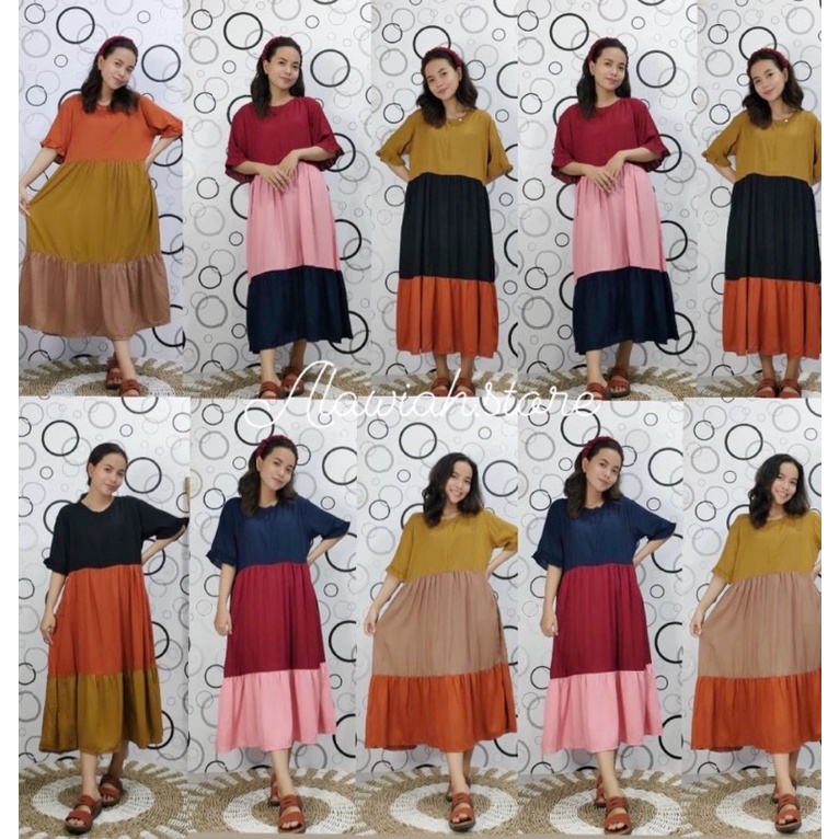 DASTER CANTIK/ LAURA DRESS ORI YAYUKU/ DASTER KEKINIAN/ MIDI DRESS KOMBINASI/ DASTER ICECREAM/ DASTE