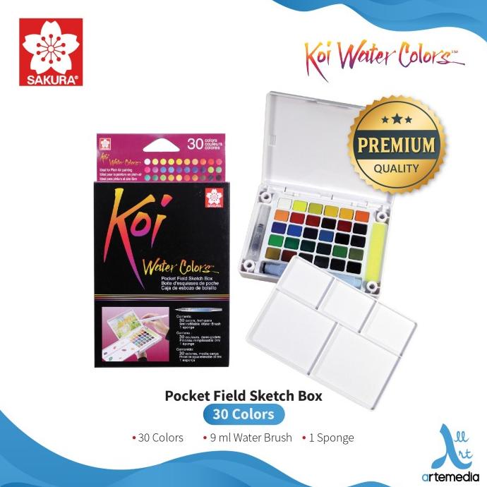 

Cat Air Sakura Koi Watercolor 30 Pocket Field Sketch Box