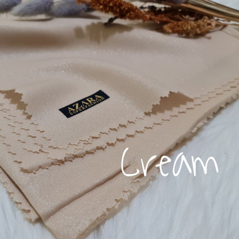 Hijab Segi Empat Azara nur sinar glamour Laser Cut kerudung hijab segiempat glowing 110 x 110-Cream Sinar