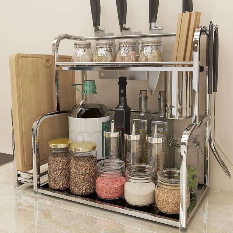 Rak Bumbu Dapur Multifungsi Stainless SUS 304 Original 2 Susun One Set