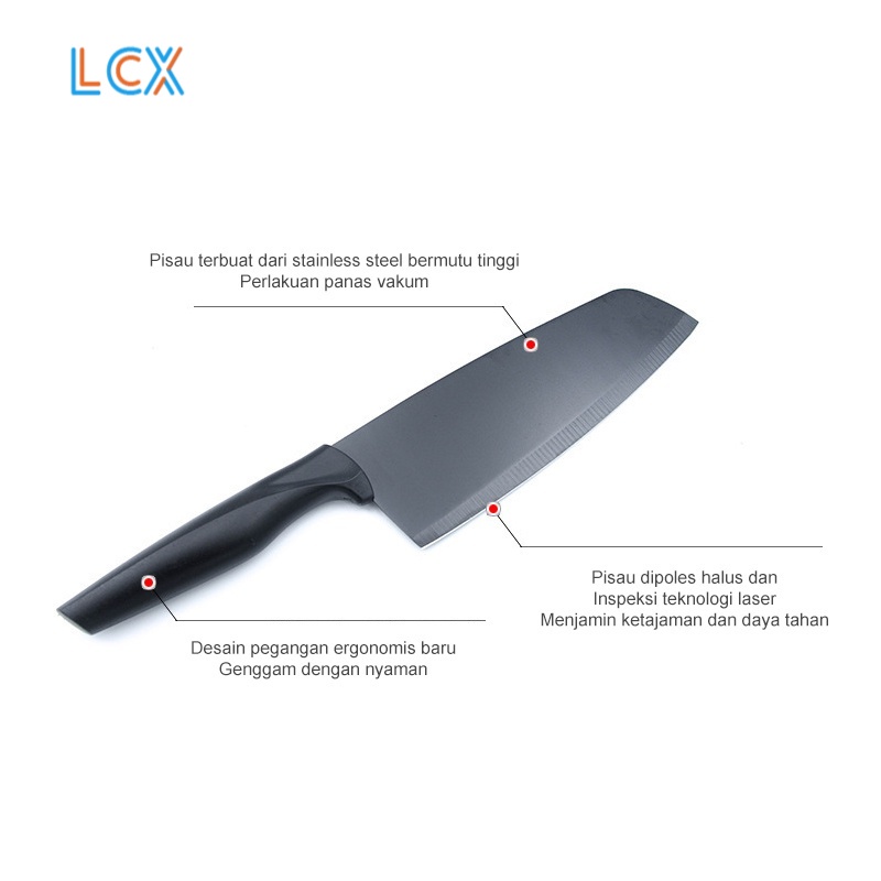 LCX Pisau Talenan Set 8 in 1 Keramik /Free Pengasah Pisau Knife Set VS-1816