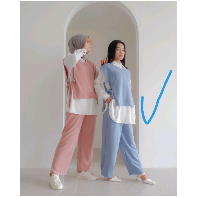 SETCEL VEST RAJUT UNIQLO KOMBI SHAKILA