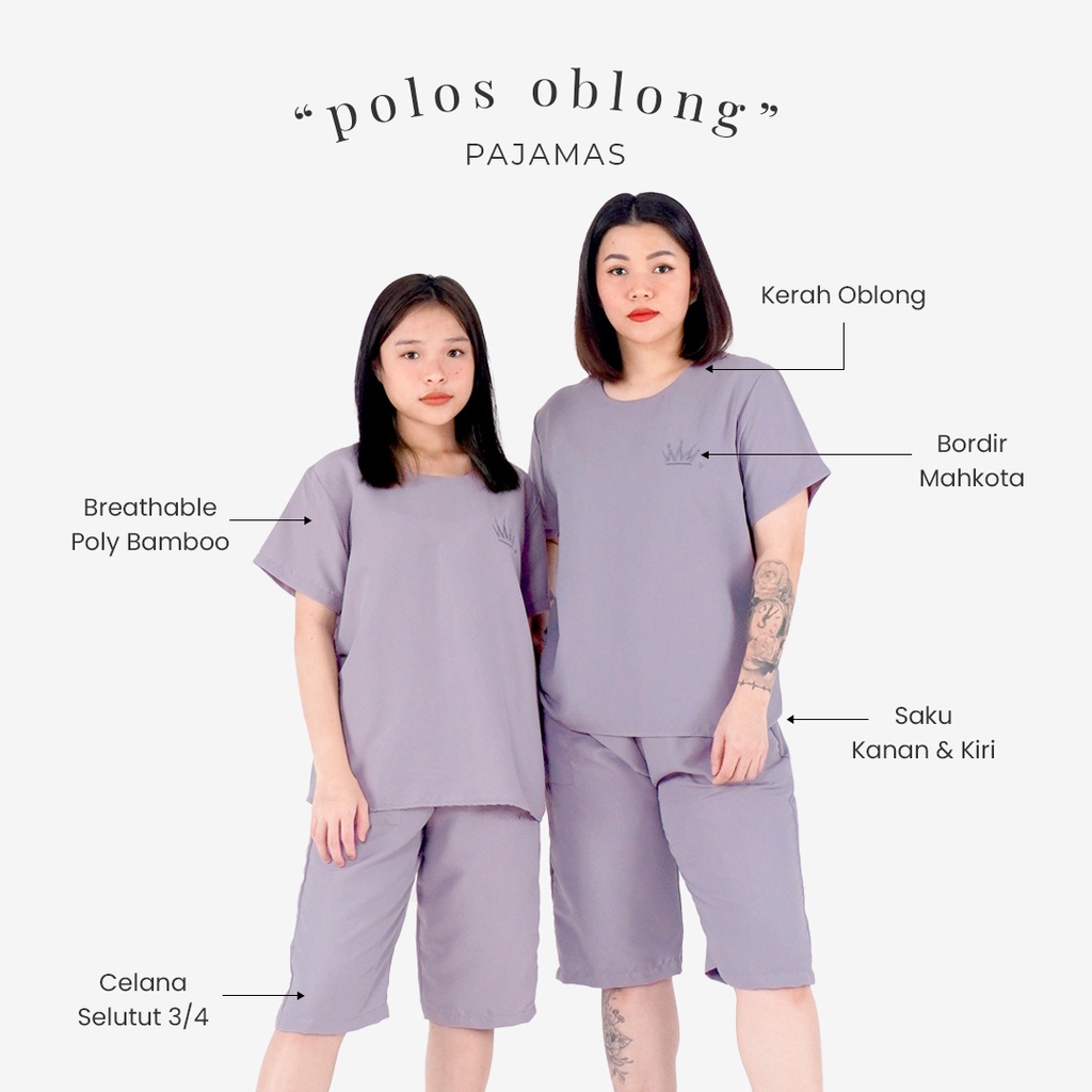 Nyonya Piyama Poly Bamboo Set Piyama Celana Pendek (Oblong Polos)-1