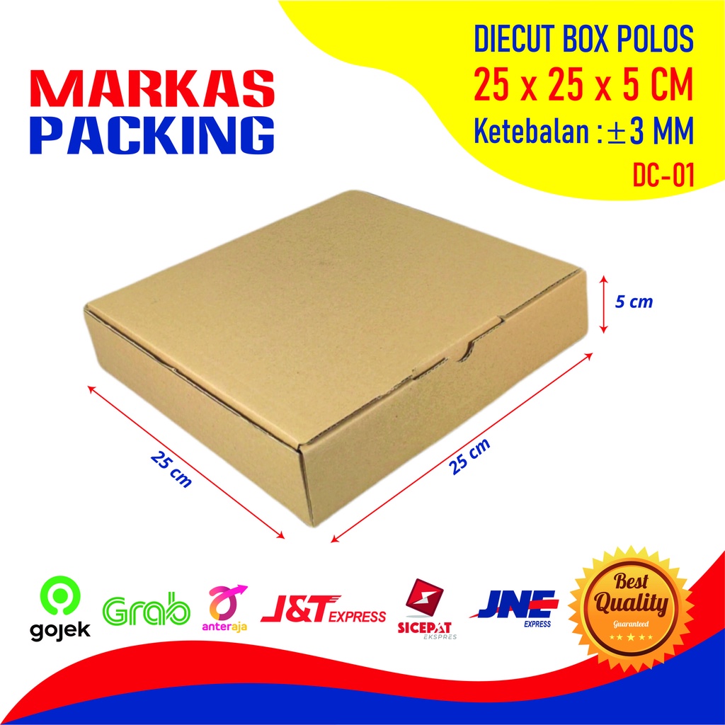 

Kardus Box Die Cut 25x25x5 Kotak Karton Packing Pizza Polos