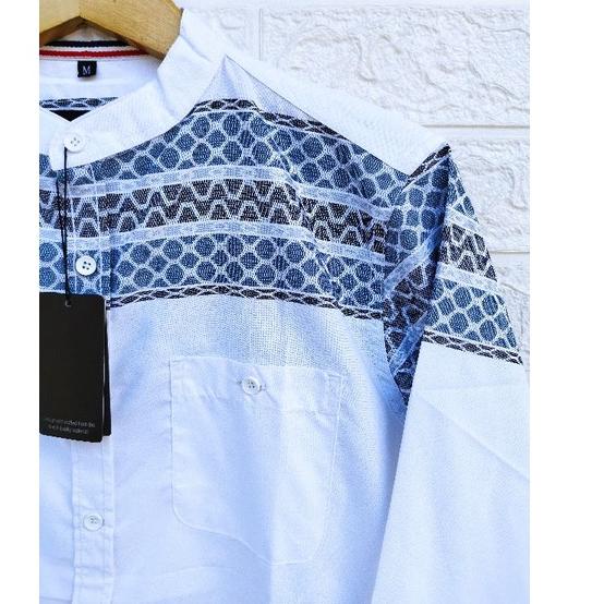 Paling Diminati.. KEMKO Harlen/N One Putih Motif Bordir LENGAN PANJANG PRIA