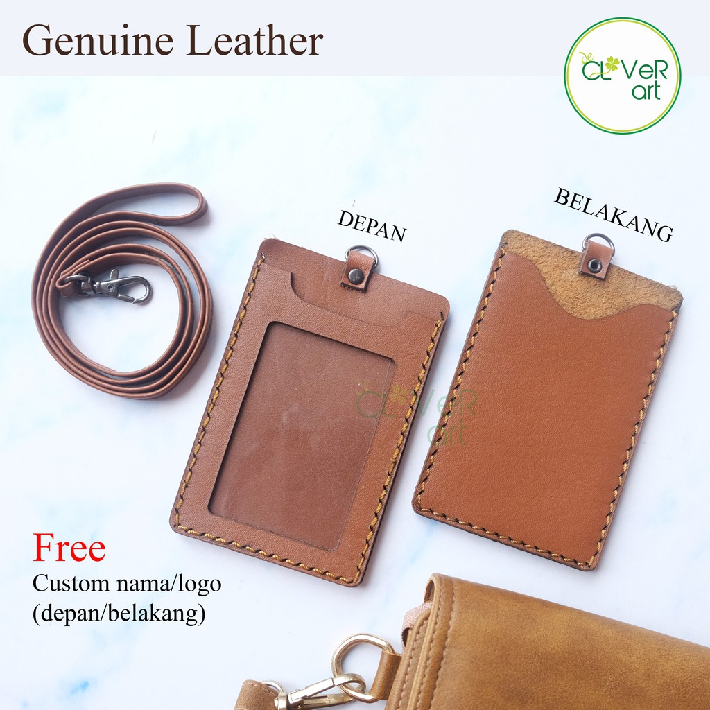 

ID Card Holder Custom Genuine Leather - Name Tag Dompet ID Kulit Asli