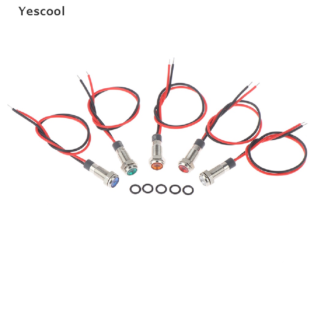 Yescool P67 Lampu Indikator Peringatan led 6mm 3v 5v 6v 12v 24v 220v Bahan metal Anti Air