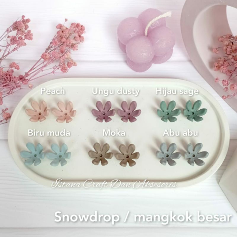 Kelopak Bunga Matt Aklirik Snowdrop / Mangkok Besar 2 cm
