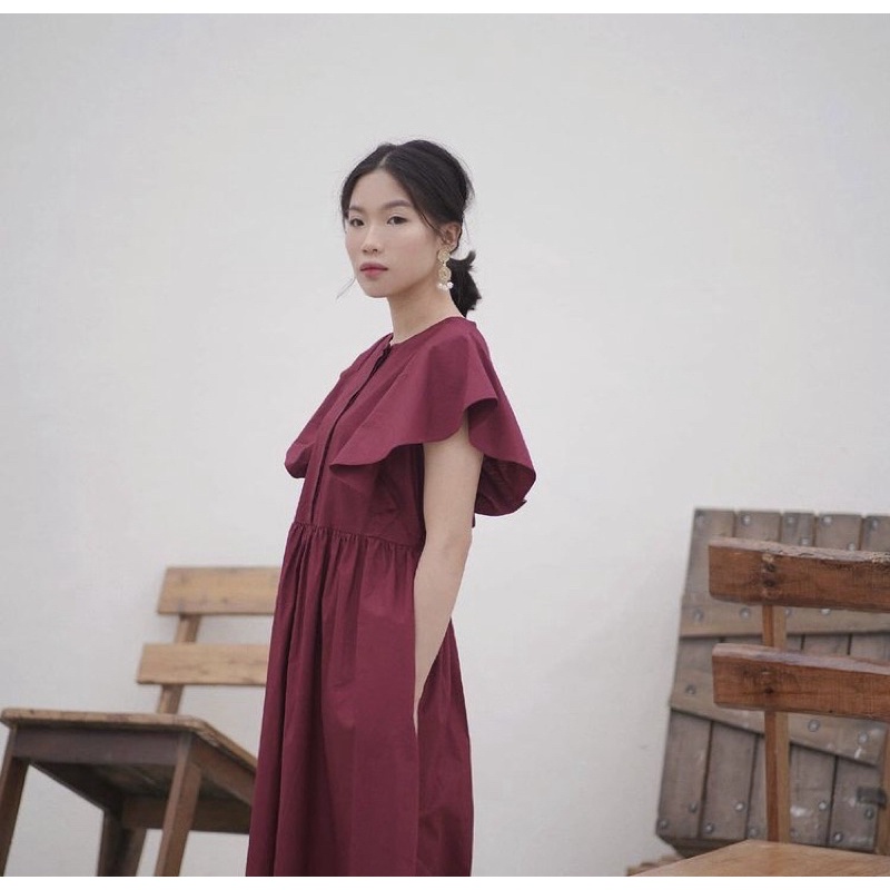 sophia alice dress bloom maroon