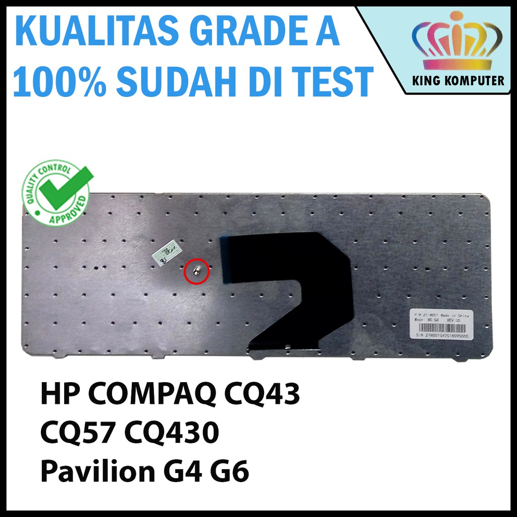 Keyboard Laptop HP COMPAQ CQ43 CQ57 CQ430 HP Pavilion G4 G6 Series Hitam