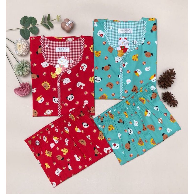 PIYAMA NIQTA PANDA AND FRIENDS / PIYAMA NIQTA / PIYAMA ANAK DAN DEWASA