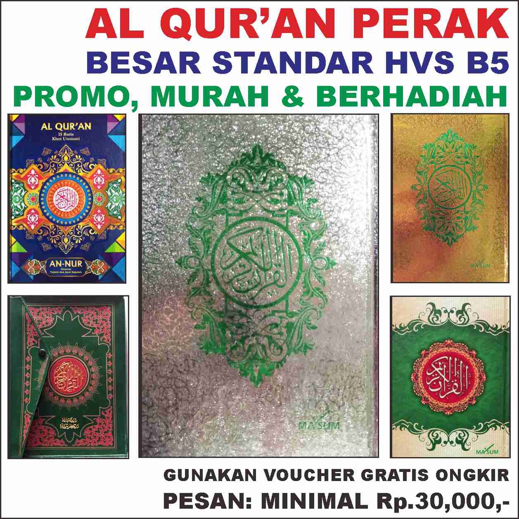 AL QUR'AN PERAK STANDAR HVS MAKSUM B5 PROMO Murah & Berhadiah ALQURAN STANDAR EMAS B5, AL QURAN USMA