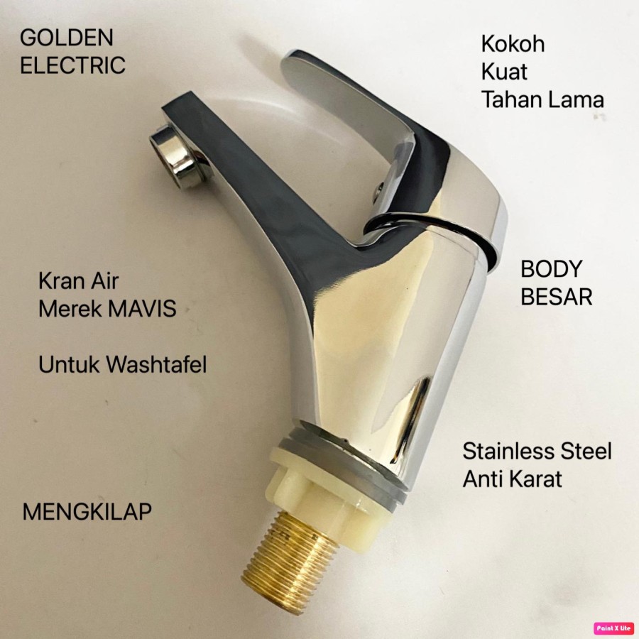 Kran Keran Air Washtafel Wastafel BODY BESAR Stainless Steel Mengkilap