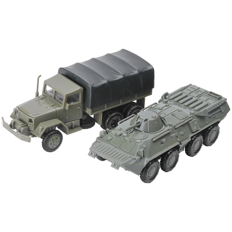 Mainan Simulasi Truk Militer M3 M35 BTR 80 Bahan Karet 4D Skala 1: 72