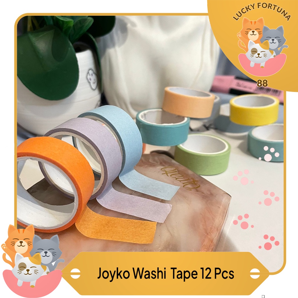 

[Luckyfortuna88] Joyko Washi Tape isi 12 Pcs Warna Kode WT100 Selotip warna warni lucu murah selotip berkualitas Alat tulis kantor alat tulis sekolah lucu murah