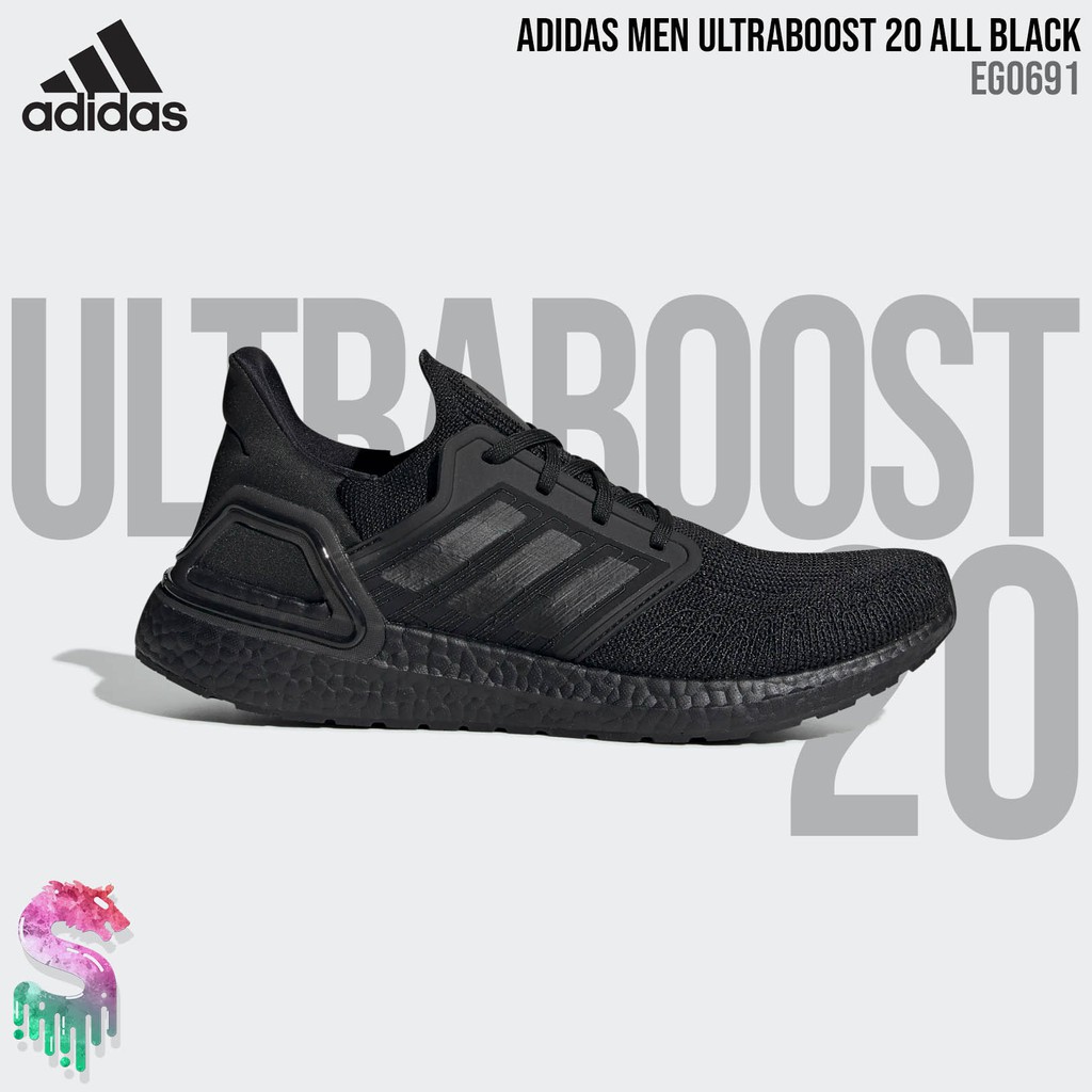 adidas Ultraboost 20 [EG0691] All Black Men Original BNIB - Sepatu Lari Pria