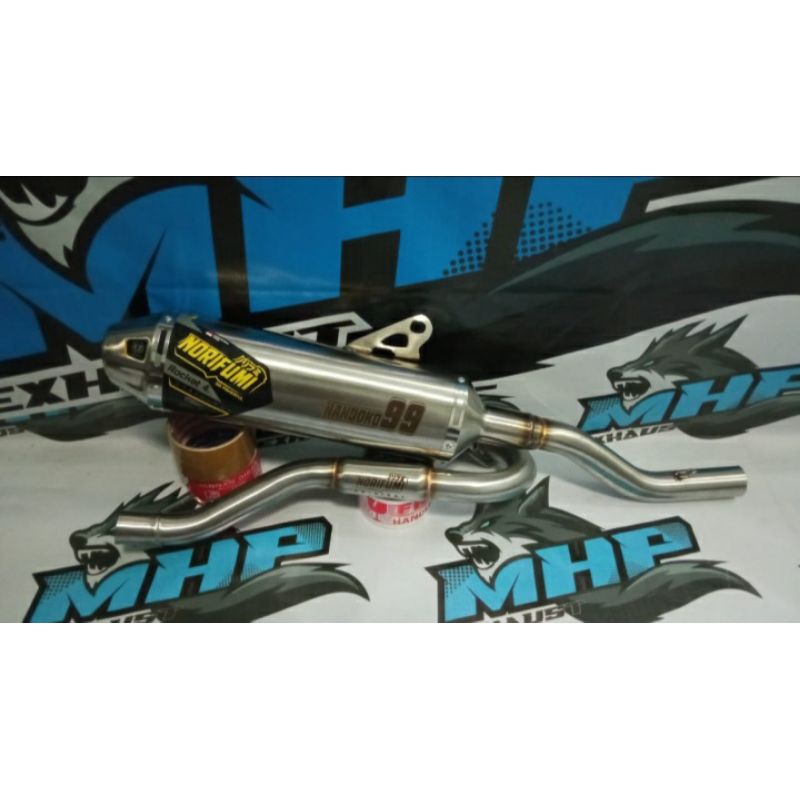 Knalpot Exzos Rep Norifumi Rocket 4 Klx Wr155 Crf Tiger Slincer panjang stainlis stenles bendingan