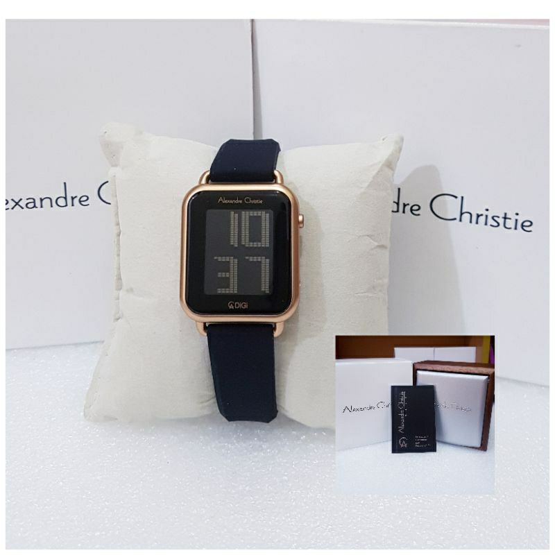 alexandre christie 9341 digital wanita kotak best seller model terbaru tali karet lembut