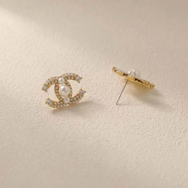 Anting Tusuk Gantung Temperament Desain C Ganda Hias Mutiara Gaya Trendy Untuk Wanita