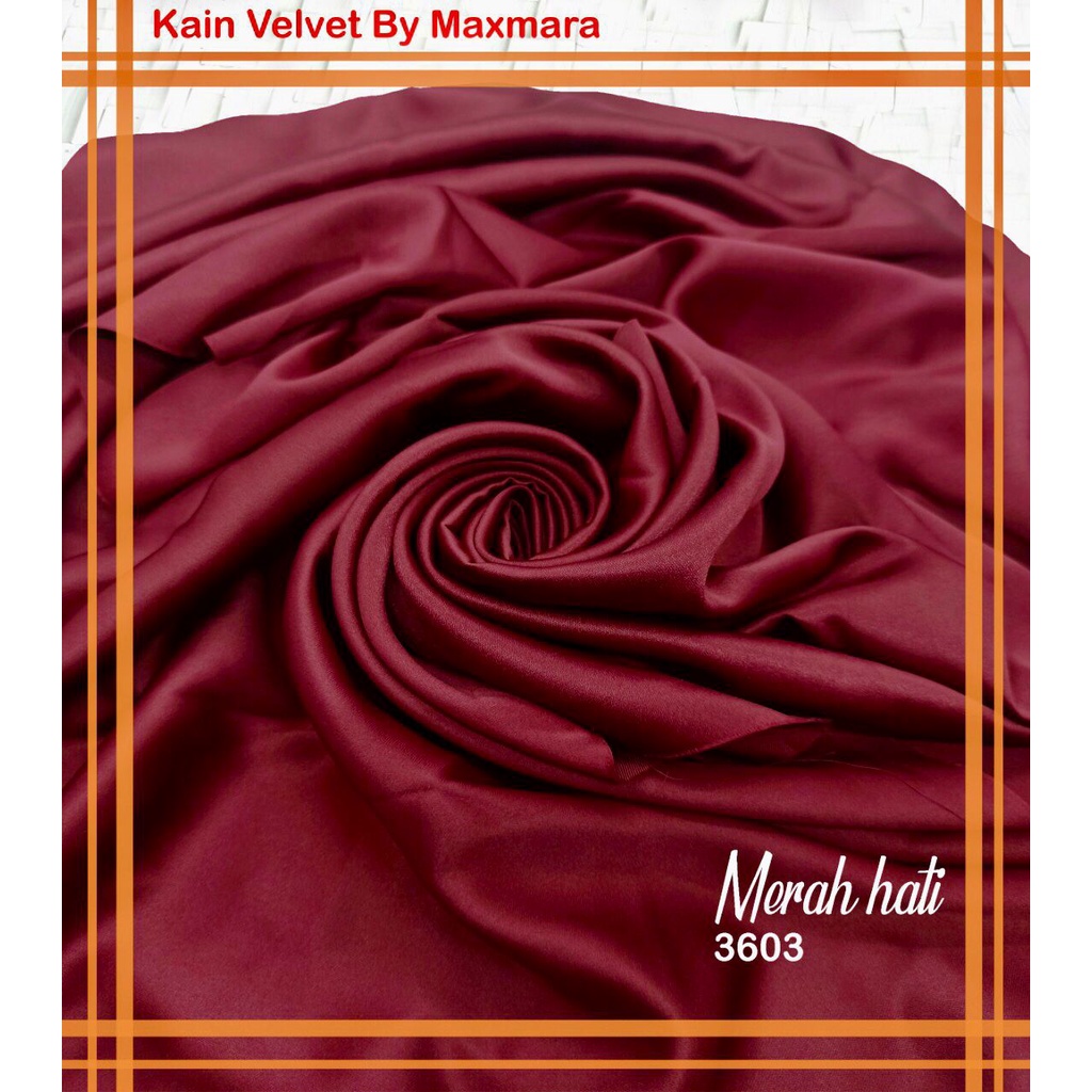 Bahan Multi Kain Satin saten Velvet maxmara Polos bridesmaid Meteran Super A Grade-3603 merah hati