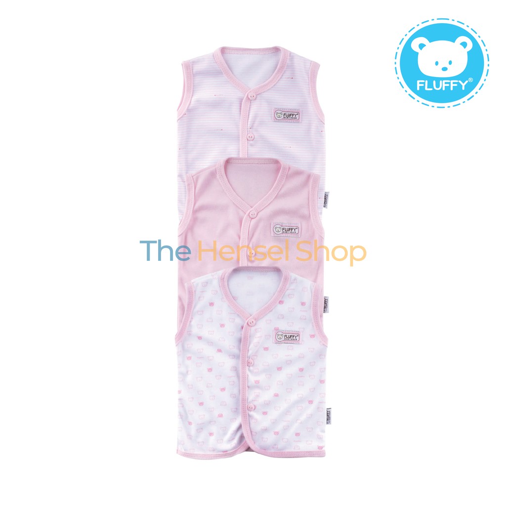 Fluffy Baju Kutung bayi bis PINK newborn isi 3pcs