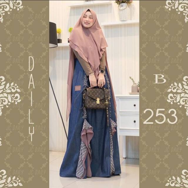 Gamis daily denim polka original joza clothing